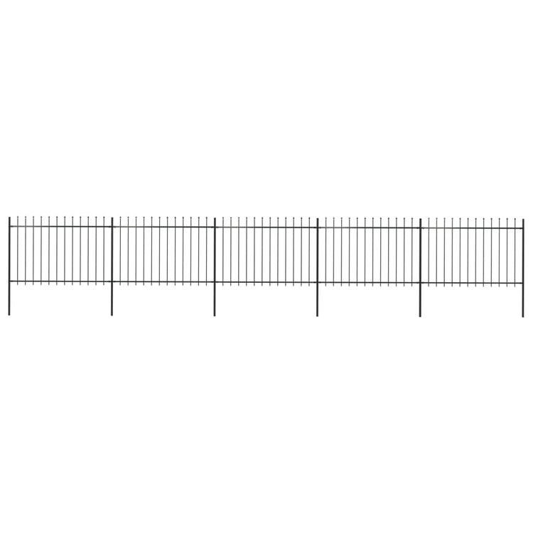 Vidaxl Garden Fence avec Spears Top 8,5x1,2 m en acier noir