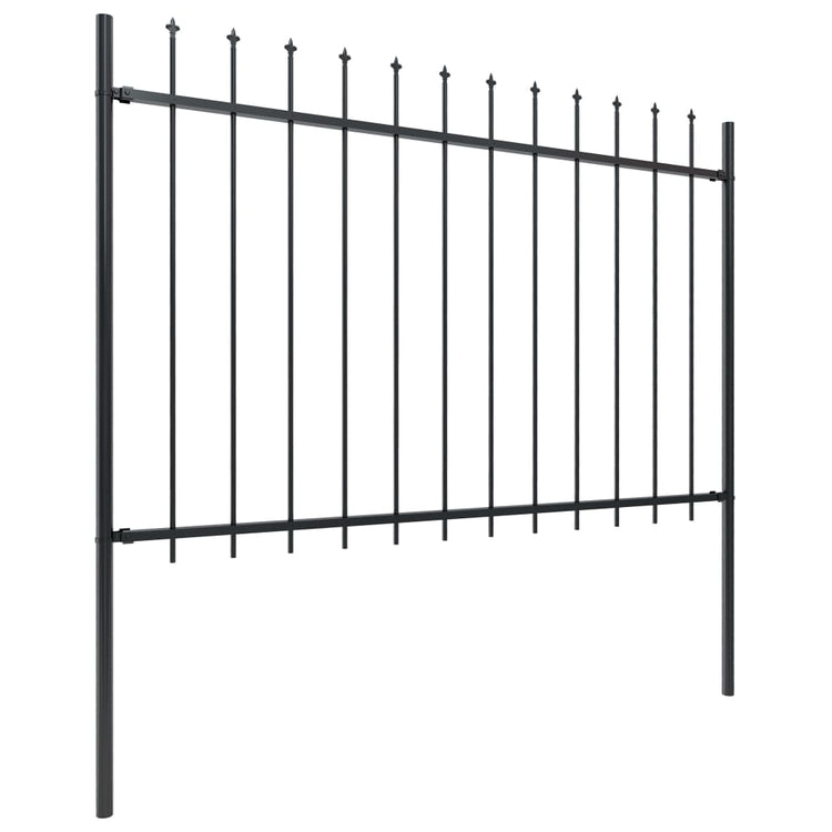 Vidaxl Garden Fence avec Spears Top 8,5x1,2 m en acier noir