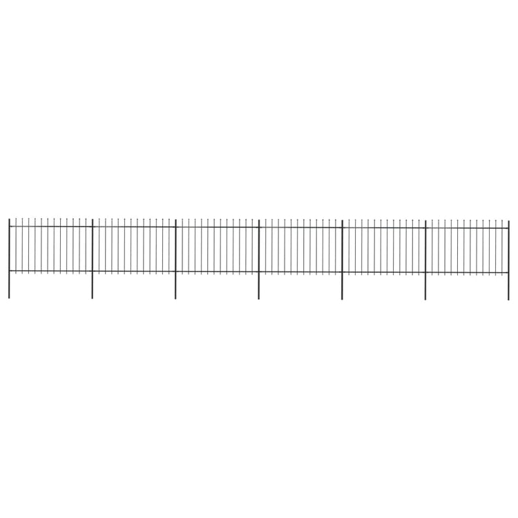 Vidaxl Garden Fence avec Spears Top 10.2x1,2 m en acier noir