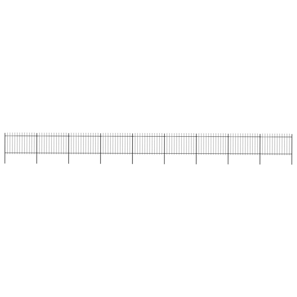 Vidaxl Garden Fence avec Spears Top 15,3x1,2 m en acier noir