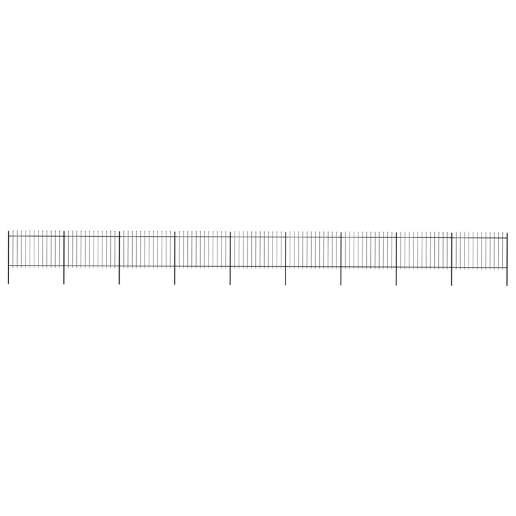 Vidaxl Garden Fence avec Spears Top 15,3x1,2 m en acier noir