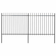 Vidaxl Garden Fence avec Spears Top 3,4x1,5 m en acier noir - afbeelding 1