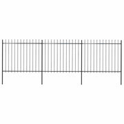 Vidaxl Garden Fence avec Spears Top 5.1x1,5 m en acier noir - afbeelding 1