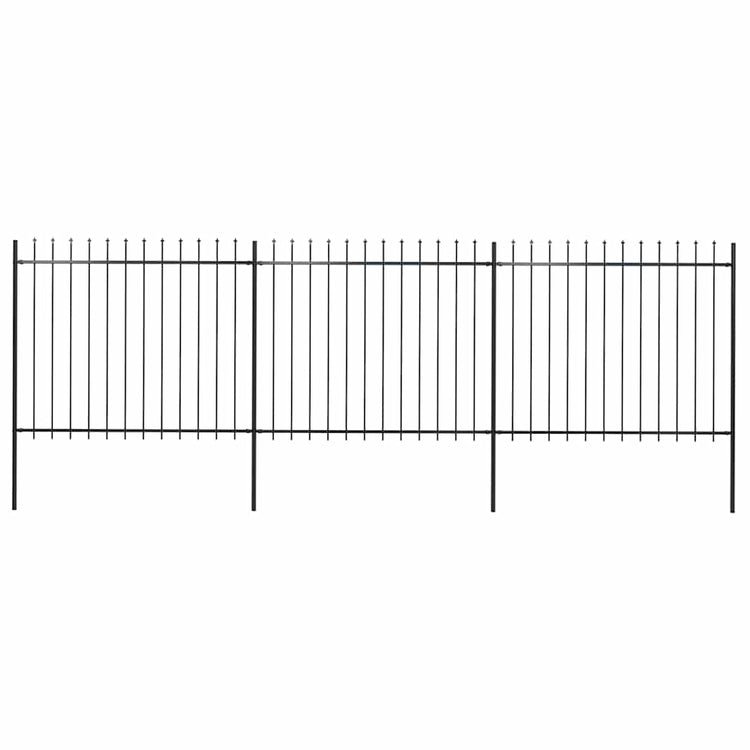 Vidaxl Garden Fence avec Spears Top 5.1x1,5 m en acier noir