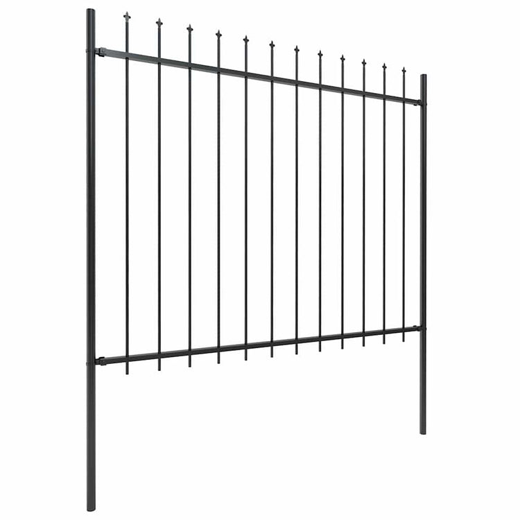 Vidaxl Garden Fence avec Spears Top 5.1x1,5 m en acier noir