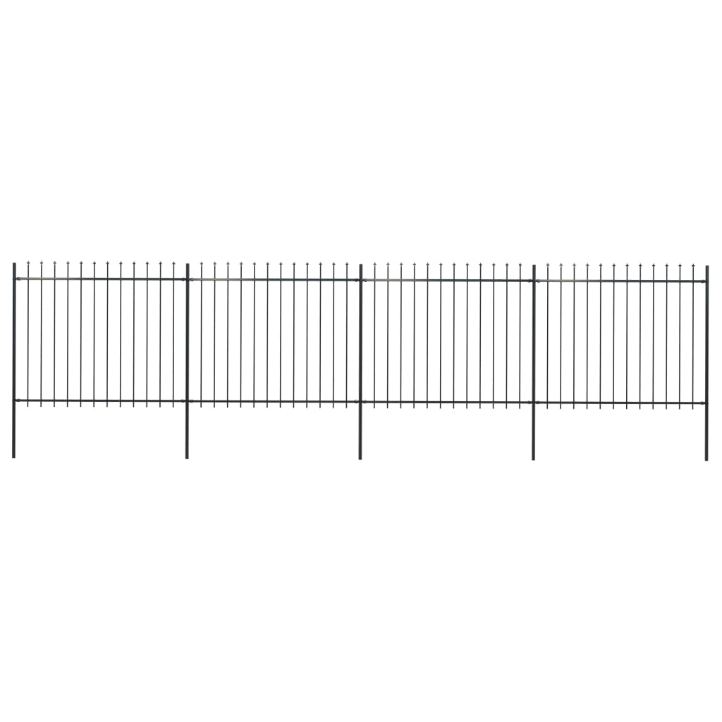 Vidaxl Garden Fence avec Spears Top 6,8x1,5 m en acier noir