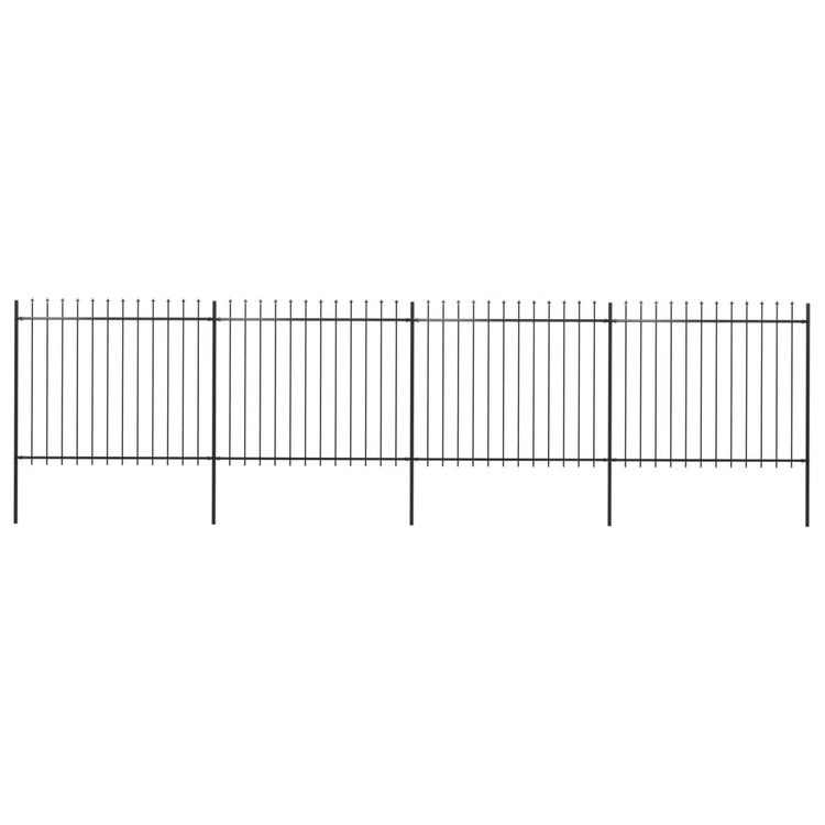 Vidaxl Garden Fence avec Spears Top 6,8x1,5 m en acier noir