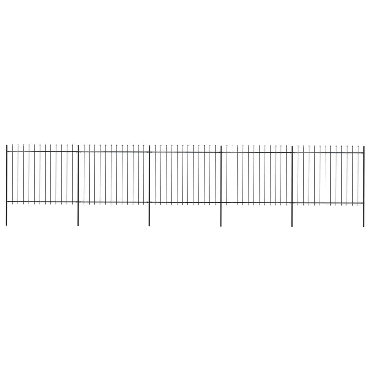 Clôture de jardin vidaxl avec lance top 8,5x1,5 m en acier noir