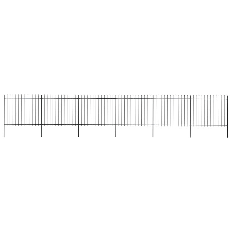 Vidaxl Garden Fence avec Spears Top 10.2x1,5 m en acier noir