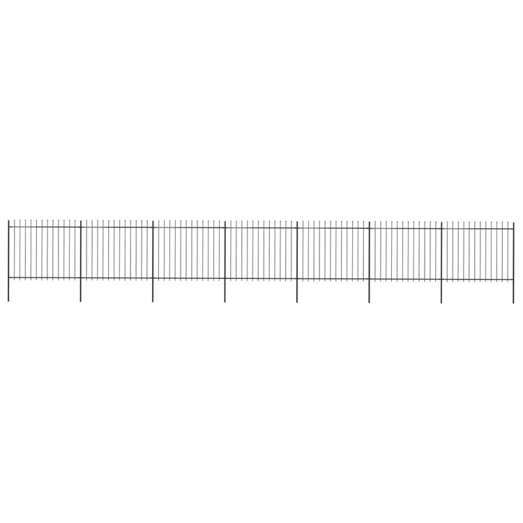 Vidaxl Garden Fence avec Spears Top 11.9x1,5 m en acier noir