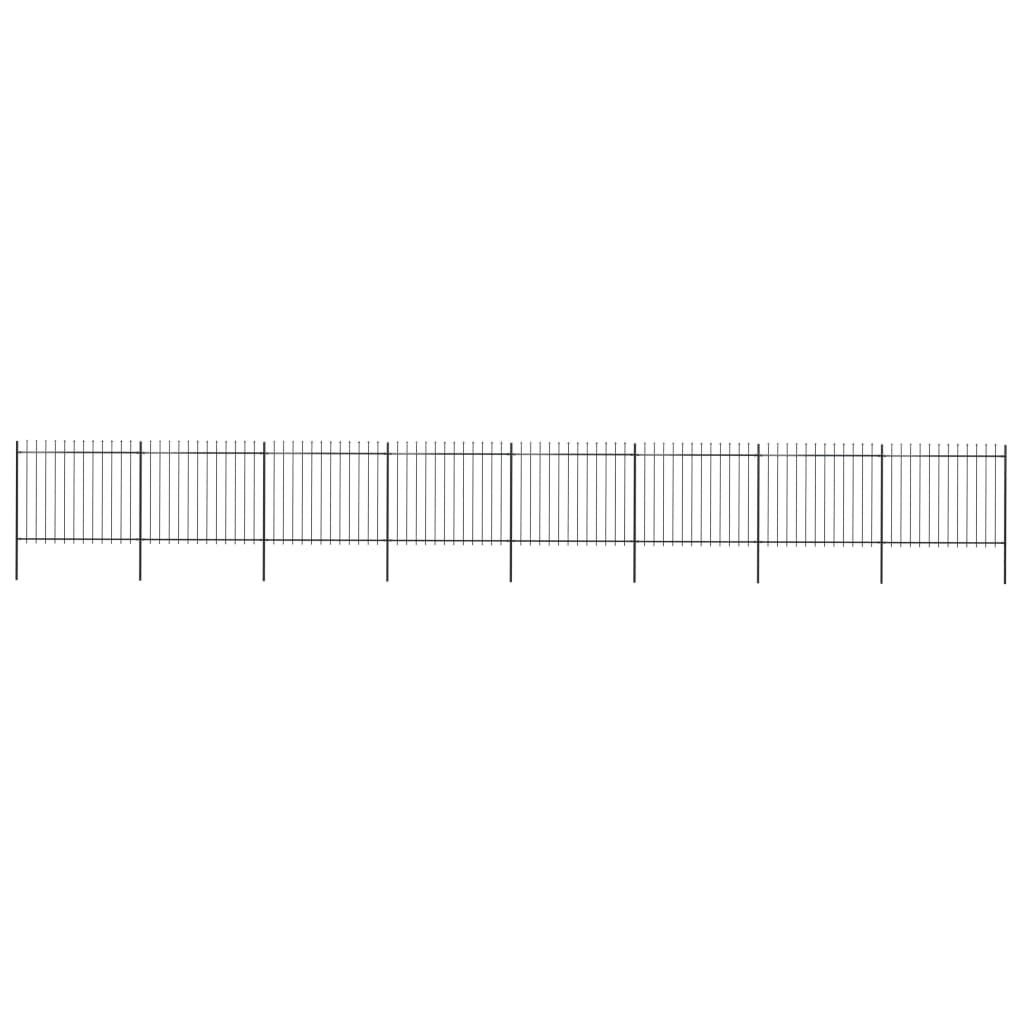 Vidaxl Garden Fence avec Spears Top 13.6x1,5 m en acier noir