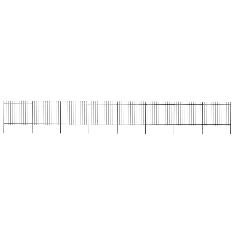 Vidaxl Garden Fence avec Spears Top 13.6x1,5 m en acier noir