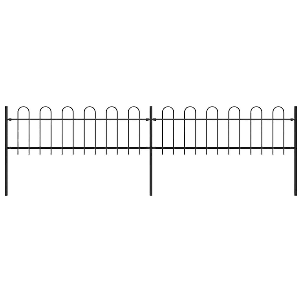 Clôture de jardin vidaxl avec un haut rond 3,4x0,6 m en acier noir