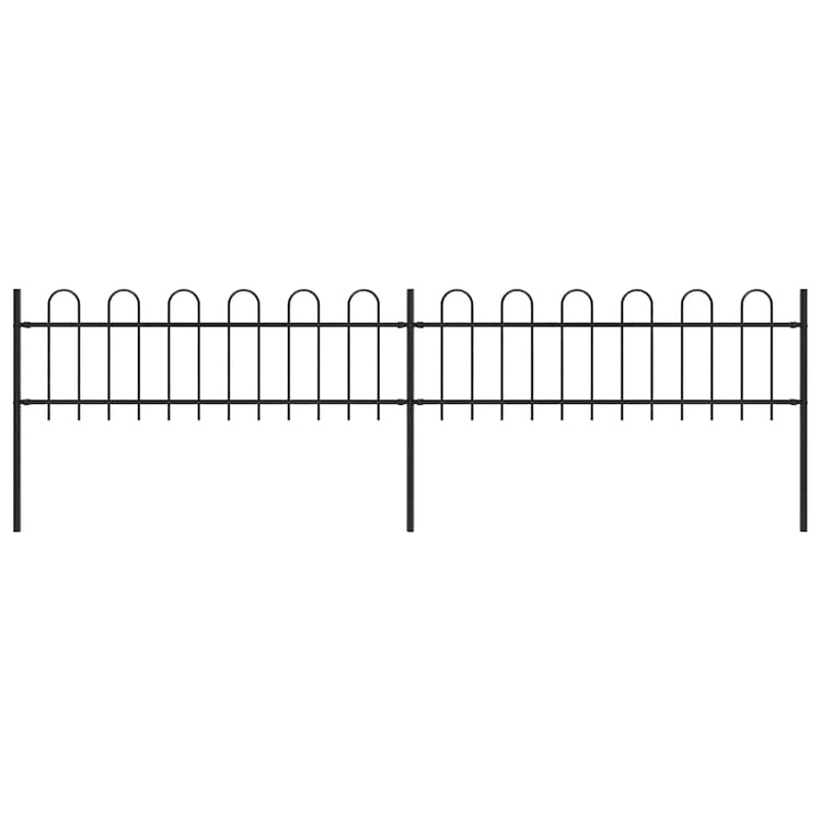 Clôture de jardin vidaxl avec un haut rond 3,4x0,6 m en acier noir