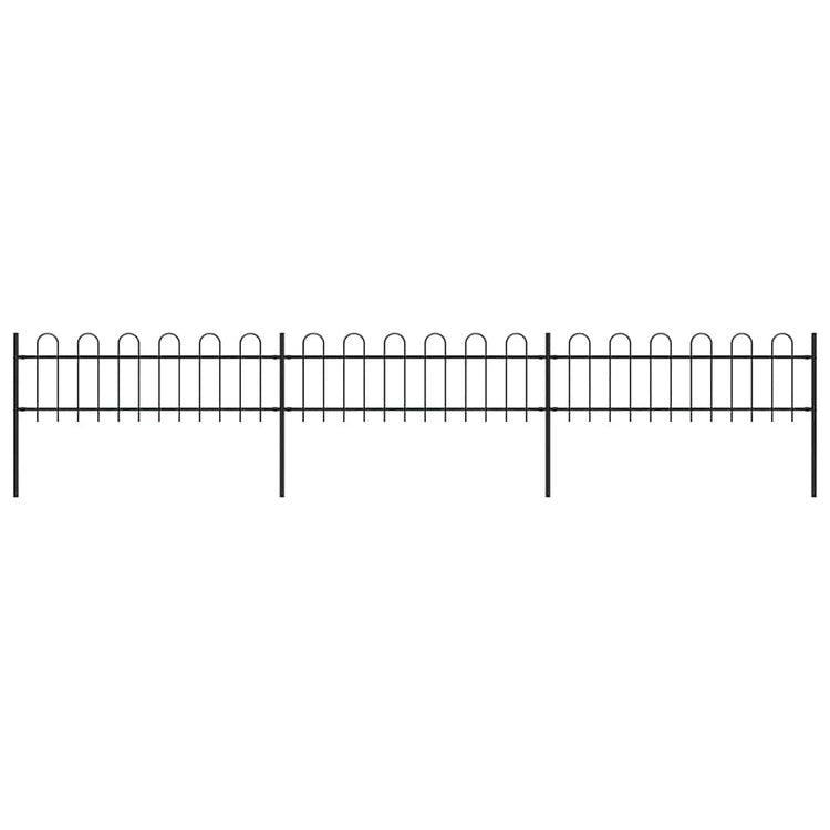 Clôture de jardin vidaxl avec haut rond 5,1x0,6 m en acier noir