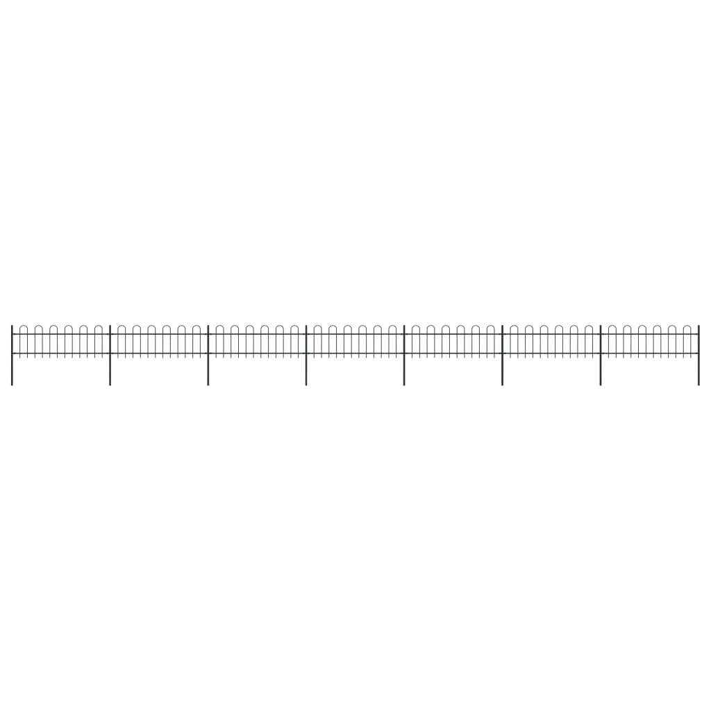 Vidaxl Garden Fence avec haut rond 11.9x0,6 m en acier noir
