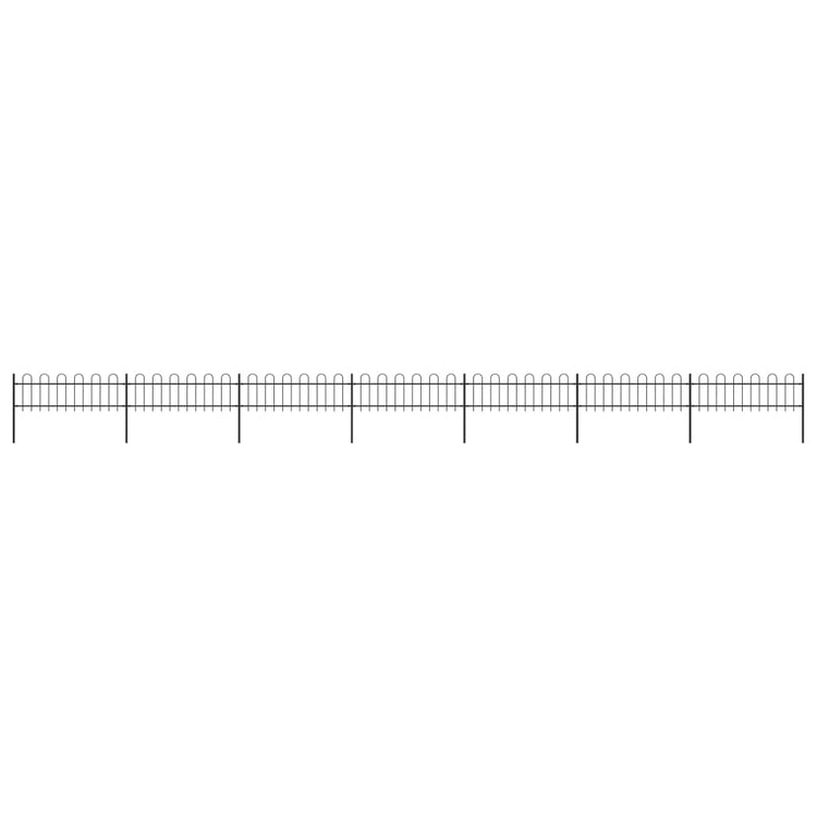 Vidaxl Garden Fence avec haut rond 11.9x0,6 m en acier noir