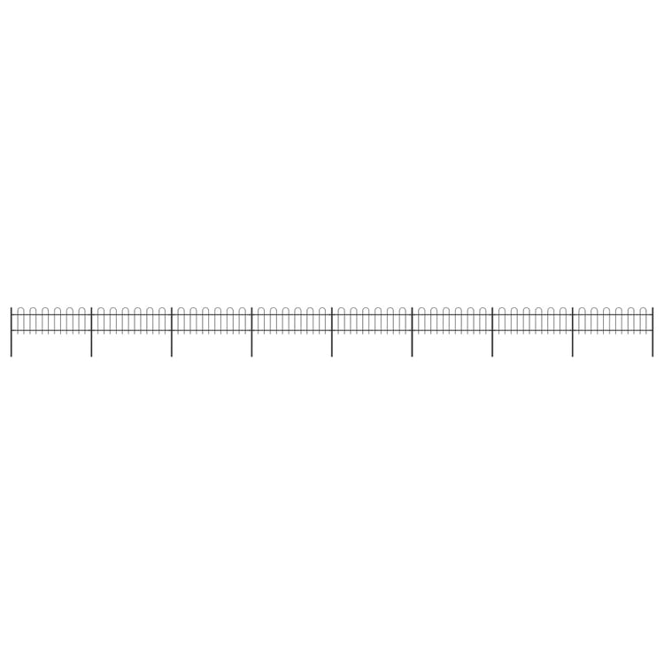 Vidaxl Garden Fence avec haut rond 13.6x0,6 m en acier noir