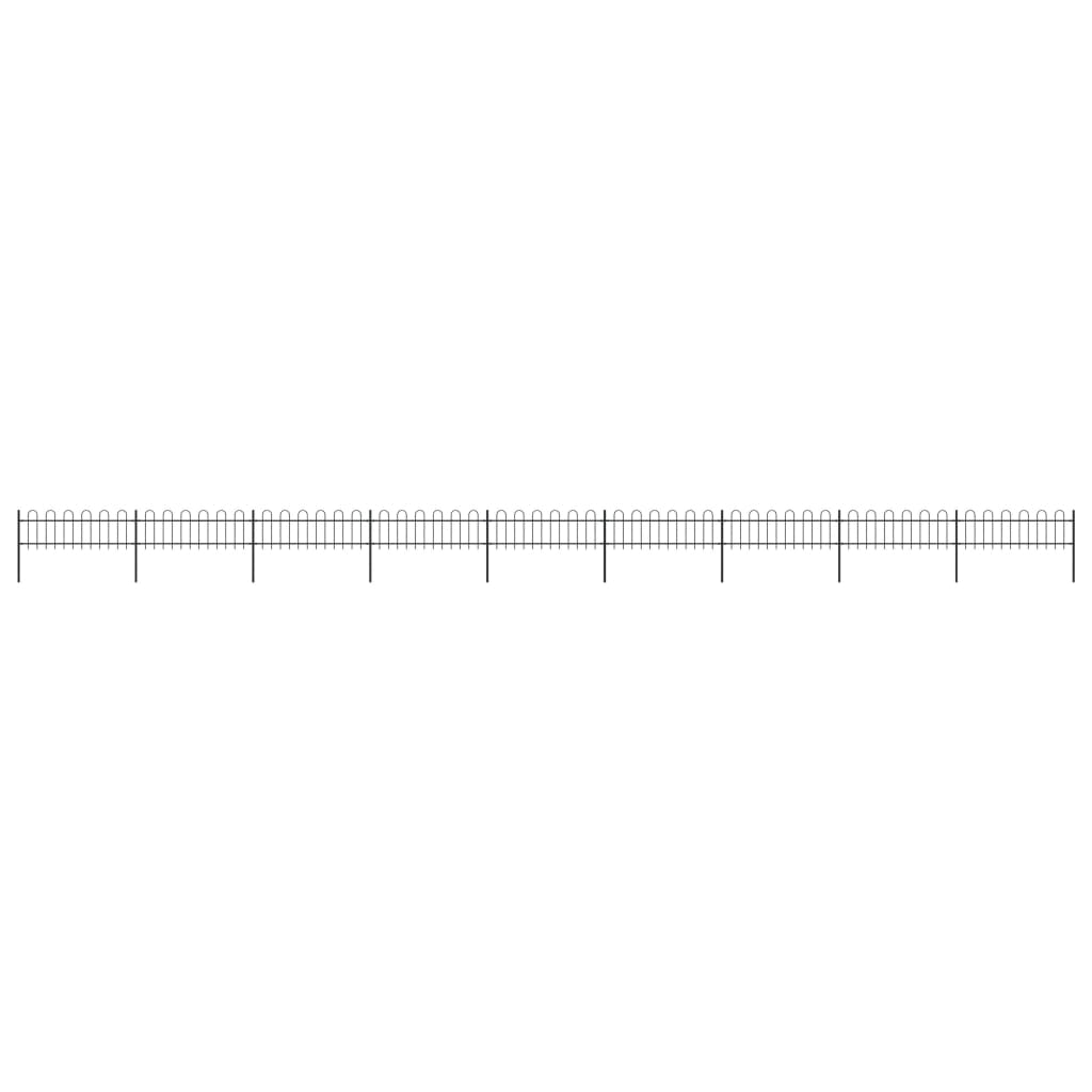 Vidaxl Garden Fence avec haut rond 15.3x0,6 m en acier noir