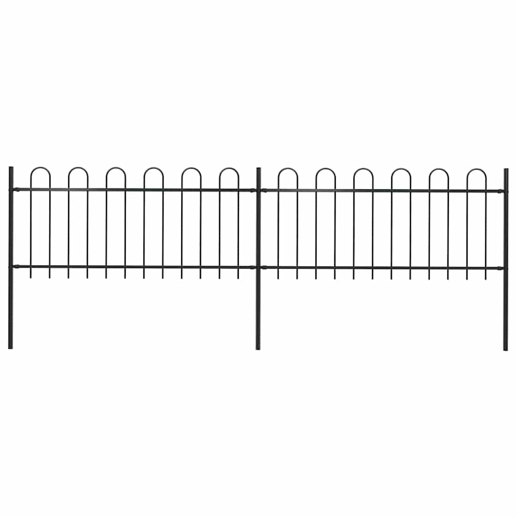 Clôture de jardin vidaxl avec un haut rond 3,4x0,8 m en acier noir