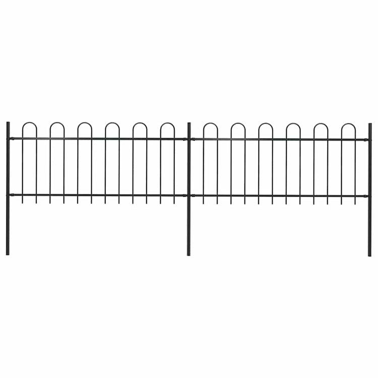 Clôture de jardin vidaxl avec un haut rond 3,4x0,8 m en acier noir