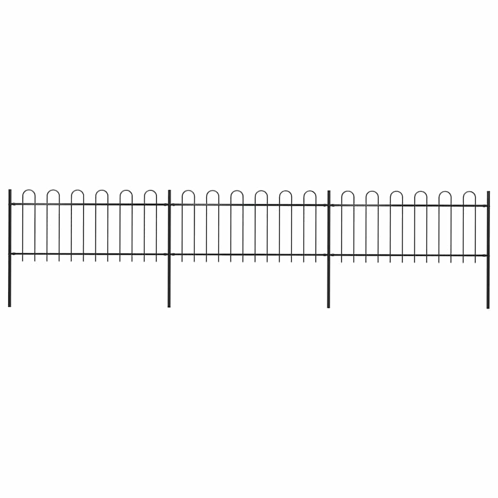 Clôture de jardin vidaxl avec un haut rond 5,1x0,8 m en acier noir