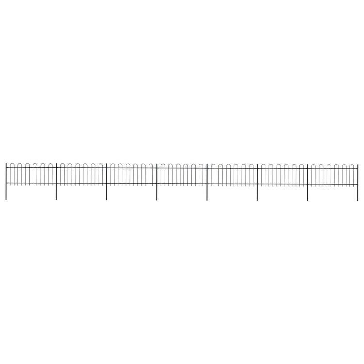 Vidaxl Garden Fence avec haut rond 11.9x0,8 m en acier noir