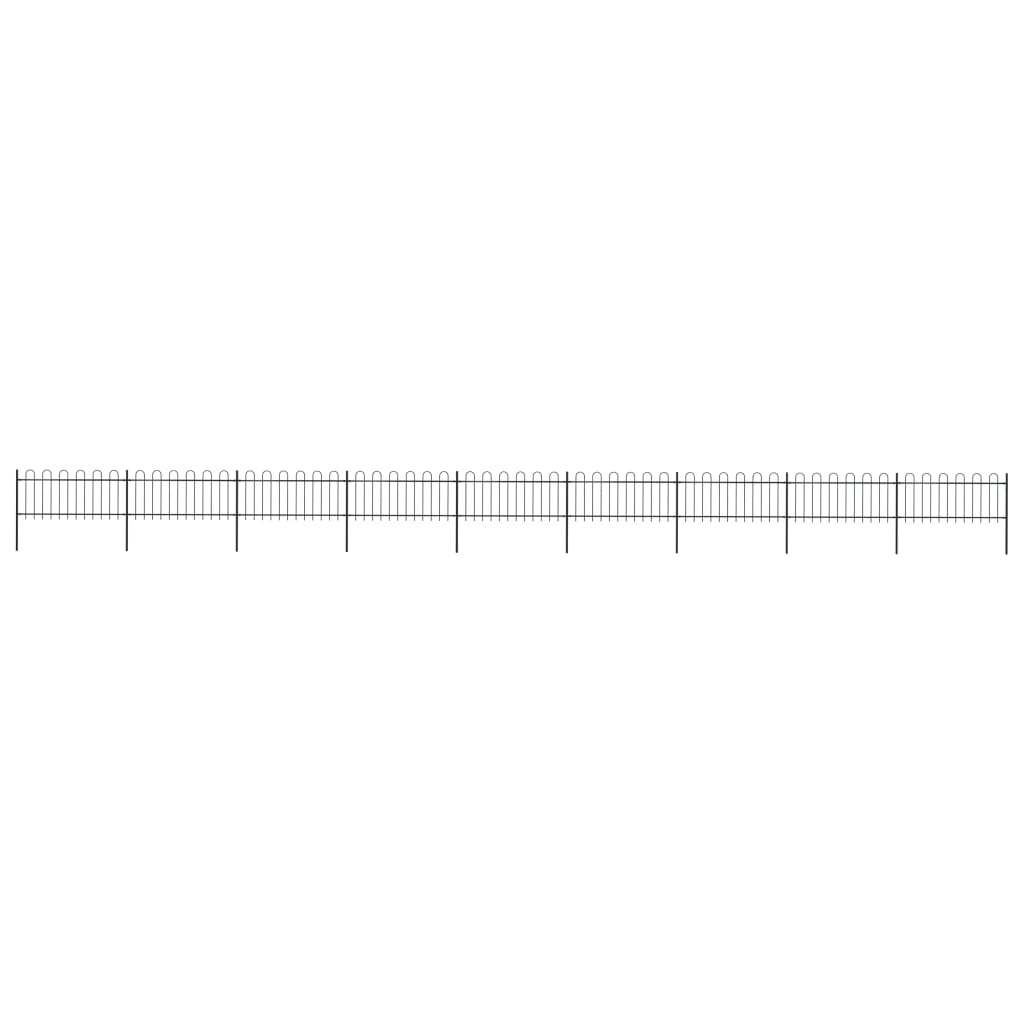 Vidaxl Garden Fence avec haut rond 15,3x0,8 m en acier noir