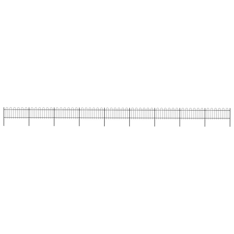 Vidaxl Garden Fence avec haut rond 15,3x0,8 m en acier noir