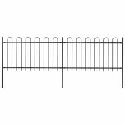 Clôture de jardin vidaxl avec un haut rond 3,4x1 m en acier noir - afbeelding 1