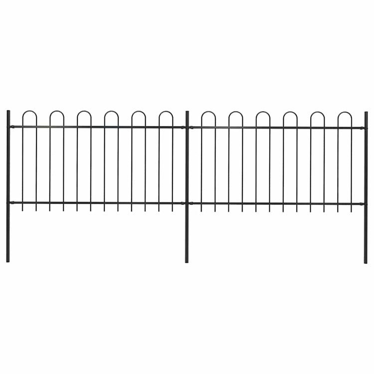 Clôture de jardin vidaxl avec un haut rond 3,4x1 m en acier noir