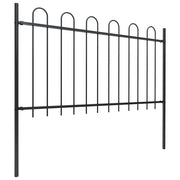 Clôture de jardin vidaxl avec un haut rond 3,4x1 m en acier noir - afbeelding 2