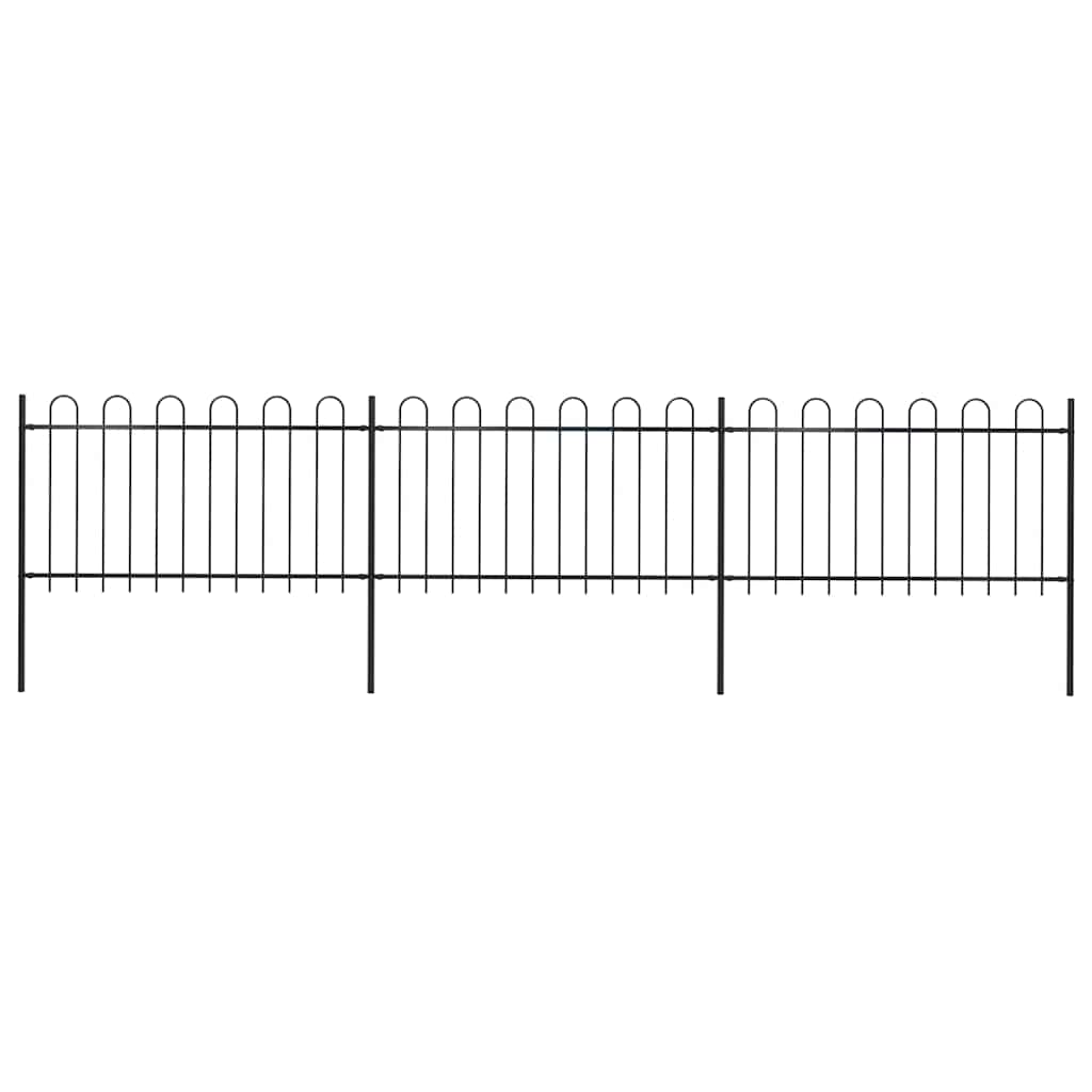 Clôture de jardin vidaxl avec un haut rond 5,1x1 m en acier noir