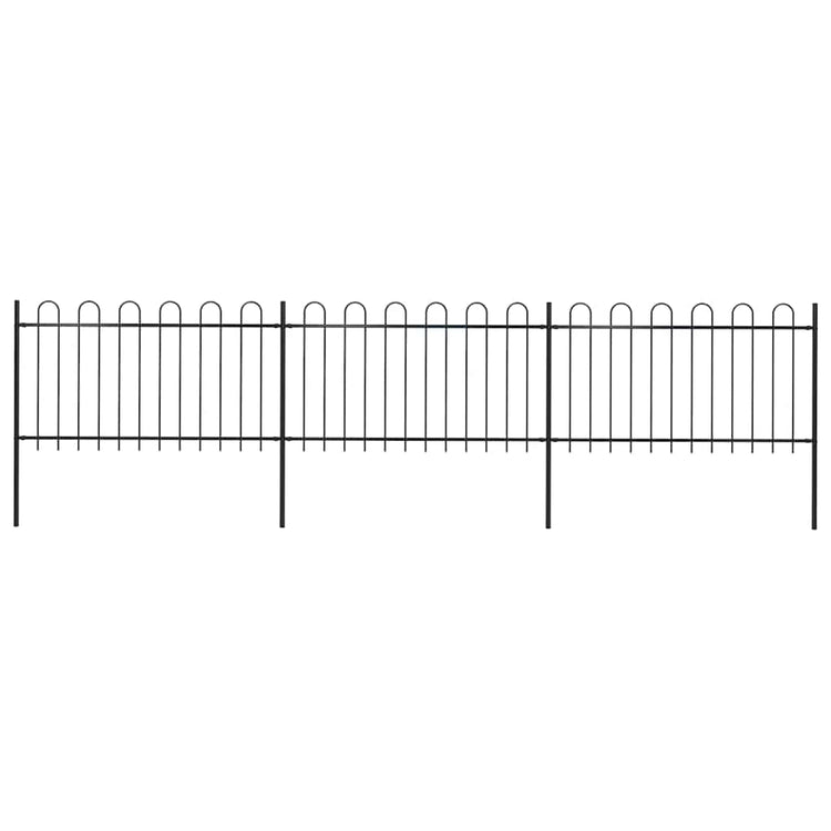 Clôture de jardin vidaxl avec un haut rond 5,1x1 m en acier noir