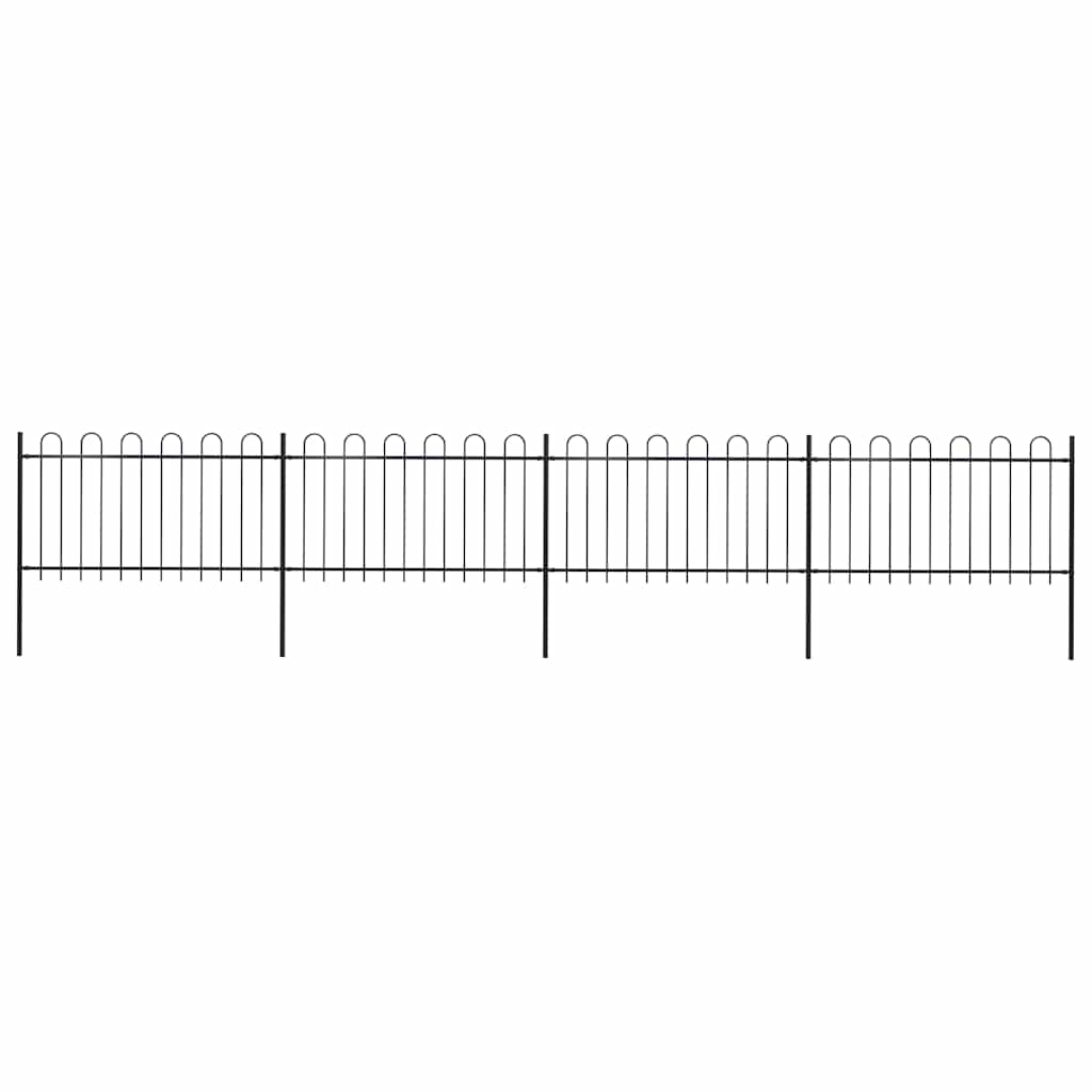 Vidaxl Garden Fence avec un haut rond 6,8x1 m en acier noir