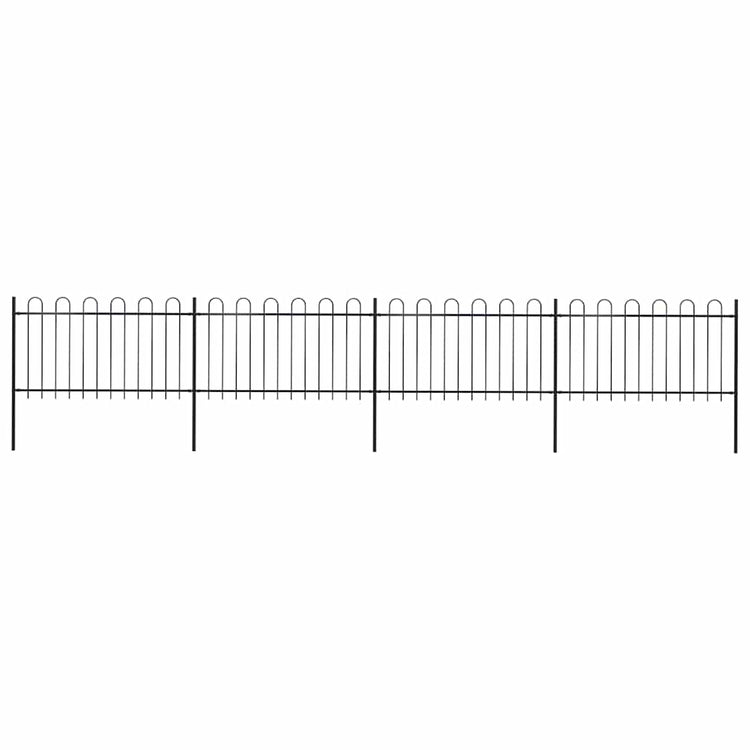 Vidaxl Garden Fence avec un haut rond 6,8x1 m en acier noir
