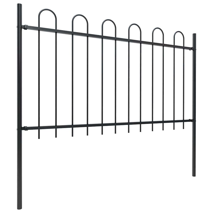 Vidaxl Garden Fence avec un haut rond 6,8x1 m en acier noir