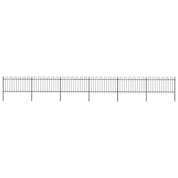 Vidaxl Garden Fence avec un haut rond 10,2x1 m en acier noir