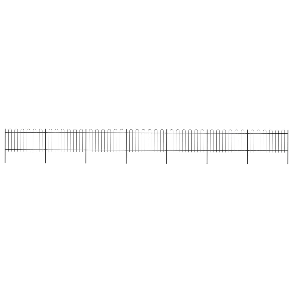 Vidaxl Garden Fence avec haut rond 11,9x1 m en acier noir