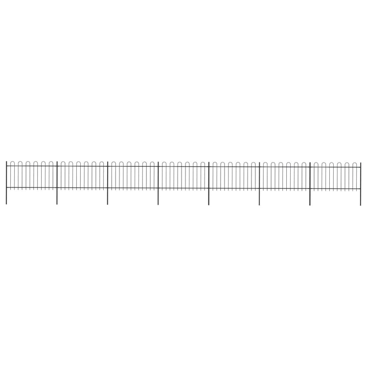 Vidaxl Garden Fence avec haut rond 11,9x1 m en acier noir