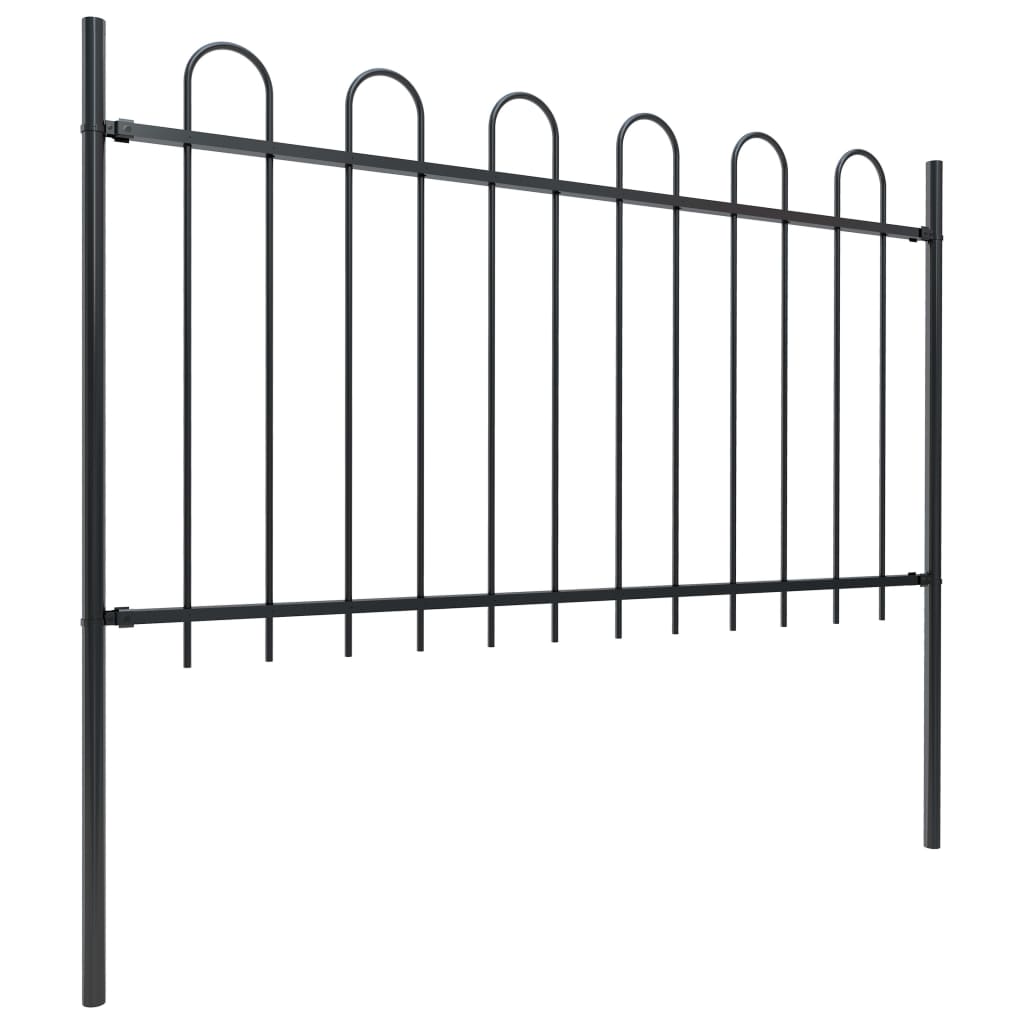 Vidaxl Garden Fence avec haut rond 11,9x1 m en acier noir