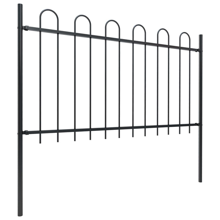 Vidaxl Garden Fence avec haut rond 11,9x1 m en acier noir