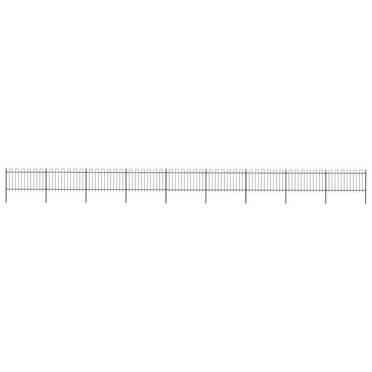 Vidaxl Garden Fence avec haut rond 15,3x1 m en acier noir