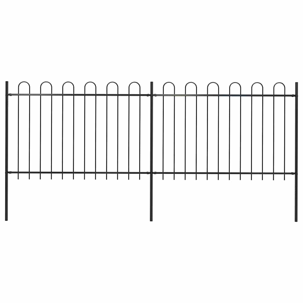 Clôture de jardin vidaxl avec un haut rond 3,4x1,2 m en acier noir