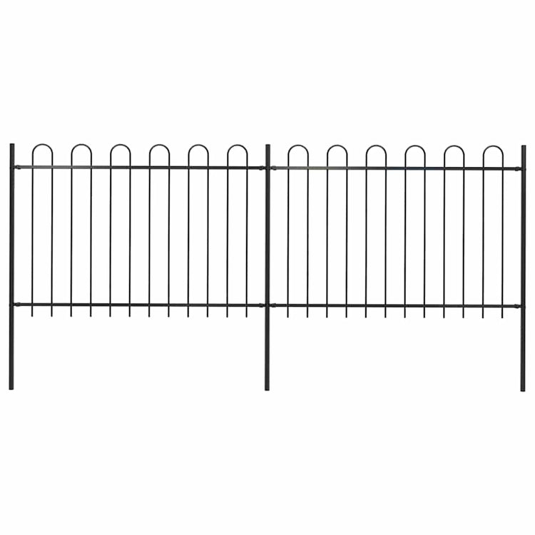 Clôture de jardin vidaxl avec un haut rond 3,4x1,2 m en acier noir