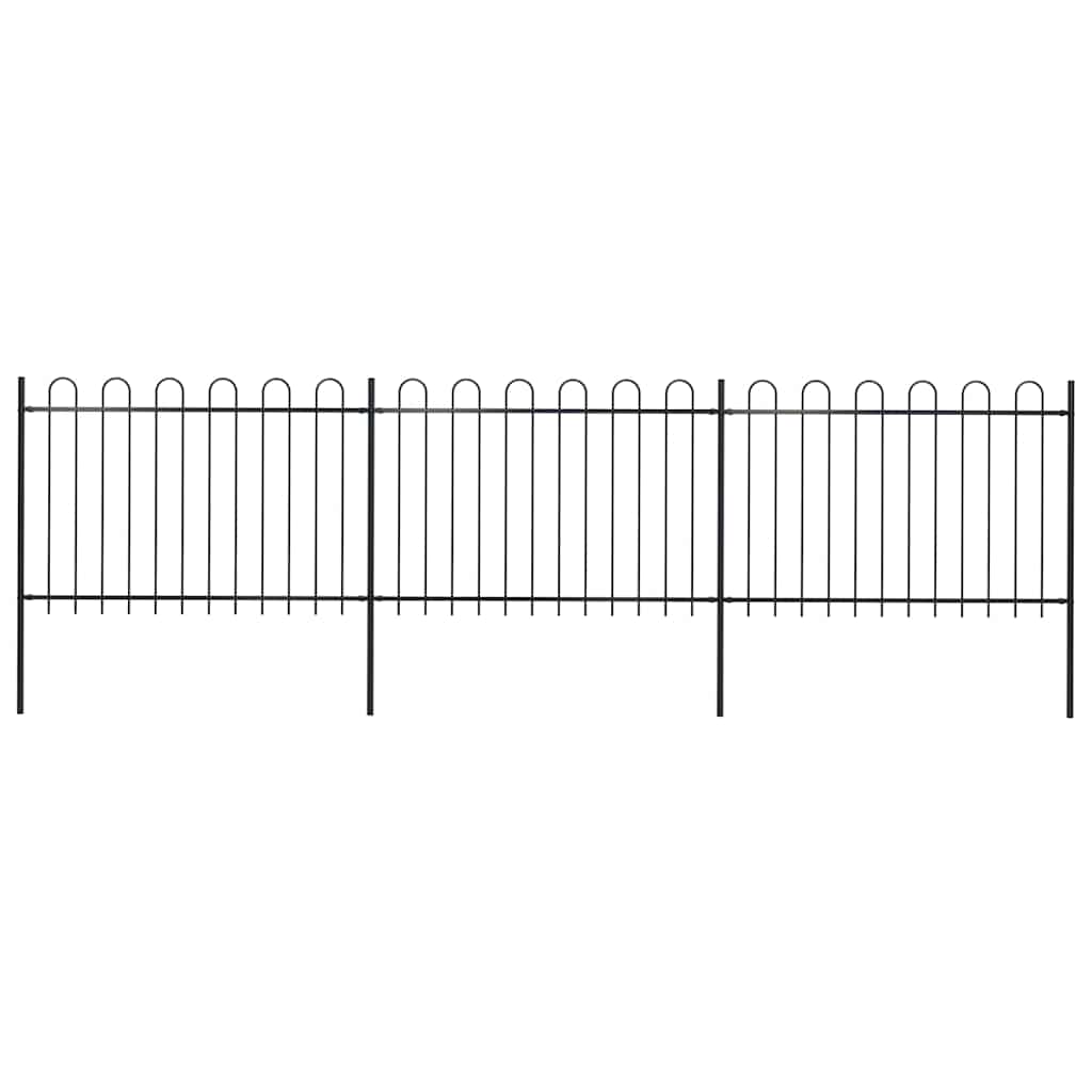 Clôture de jardin vidaxl avec haut rond 5.1x1,2 m en acier noir