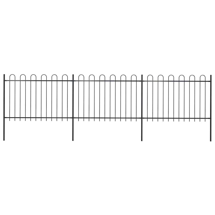 Clôture de jardin vidaxl avec haut rond 5.1x1,2 m en acier noir
