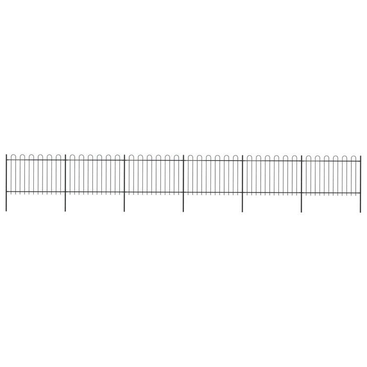 Clôture de jardin vidaxl avec haut rond 10,2x1,2 m en acier noir