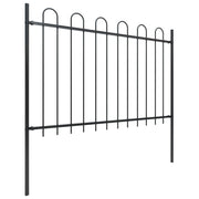 Clôture de jardin vidaxl avec haut rond 11.9x1,2 m en acier noir - afbeelding 2