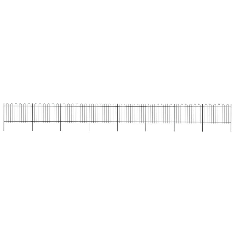 Clôture de jardin vidaxl avec haut rond 13.6x1,2 m en acier noir